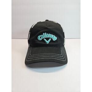 Callaway Pukka Golf Black Green Pattern Lined Hat Cat Adjustable RARE